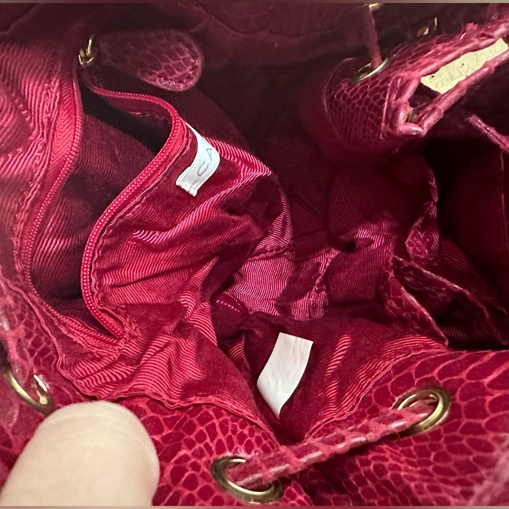 Cache Red Bucket Bag Purse - image 5